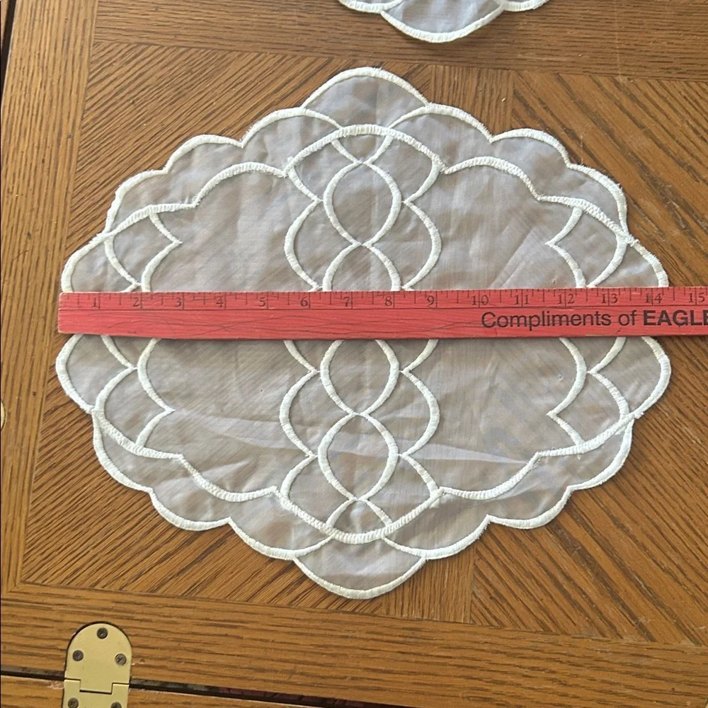 Vintage Embroidered Sheer Organza Doilies
